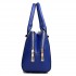 LF1627 - Miss Lulu Faux Leather Two Compartment Shoulder Bag Navy
