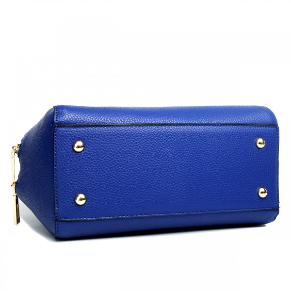 LF1627 - Miss Lulu Faux Leather Two Compartment Shoulder Bag Navy