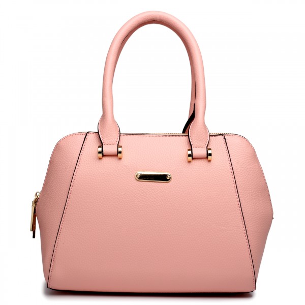 LF1627 - Miss Lulu Faux Leather Two Compartment Shoulder Bag Pink