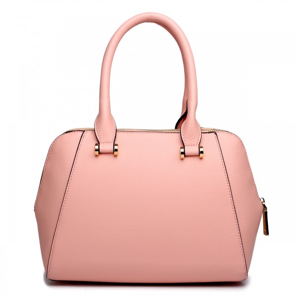 LF1627 - Miss Lulu Faux Leather Two Compartment Shoulder Bag Pink