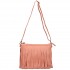 LA1626 - Miss Lulu Leather Look Small Cross Body Fringe Bag Pink