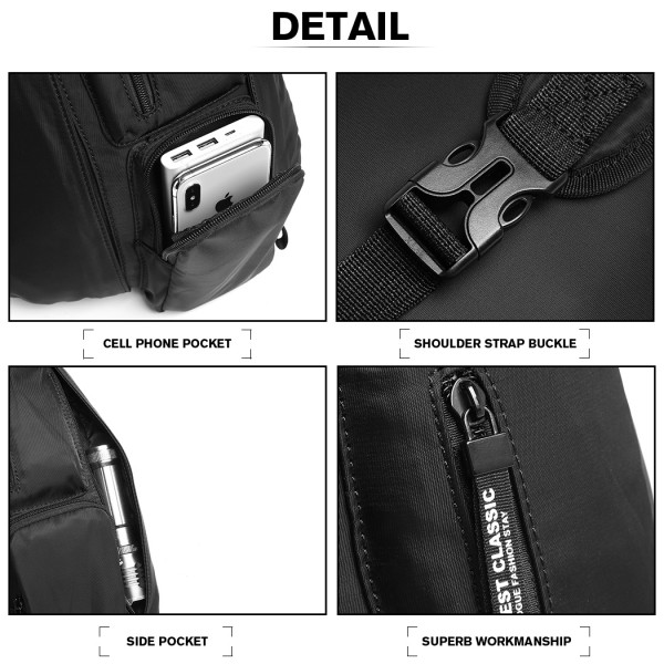 LB1934 - Miss Lulu Casual Single Strap Sling Backpack - Black