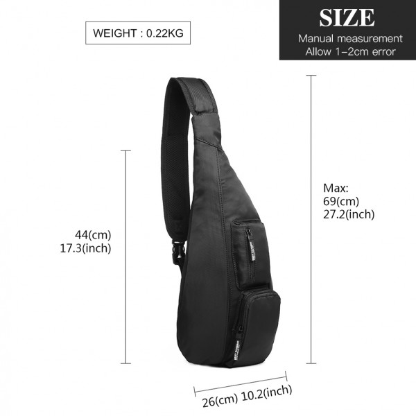 LB1934 - Miss Lulu Casual Single Strap Sling Backpack - Black