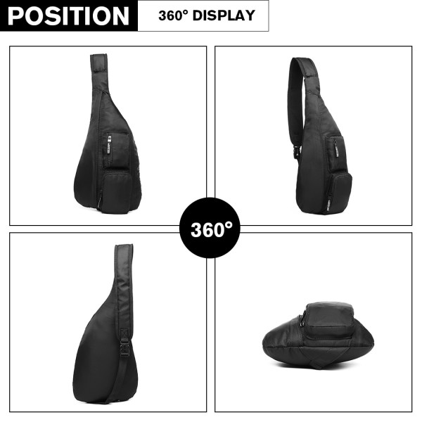 LB1934 - Miss Lulu Casual Single Strap Sling Backpack - Black