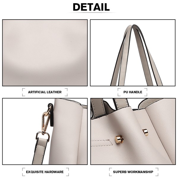 LB1935 - MISS LULU SOFT LEATHER LOOK 2-IN-1 SHOULDER BAG - BEIGE LB1935 - MISS LULU SOFT LEATHER LOOK 2-IN-1 SHOULDER BAG - BEIGE