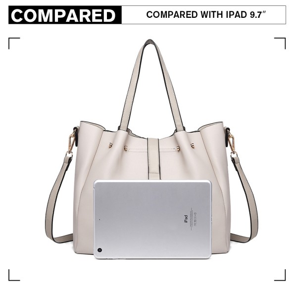 LB1935 - MISS LULU SOFT LEATHER LOOK 2-IN-1 SHOULDER BAG - BEIGE LB1935 - MISS LULU SOFT LEATHER LOOK 2-IN-1 SHOULDER BAG - BEIGE