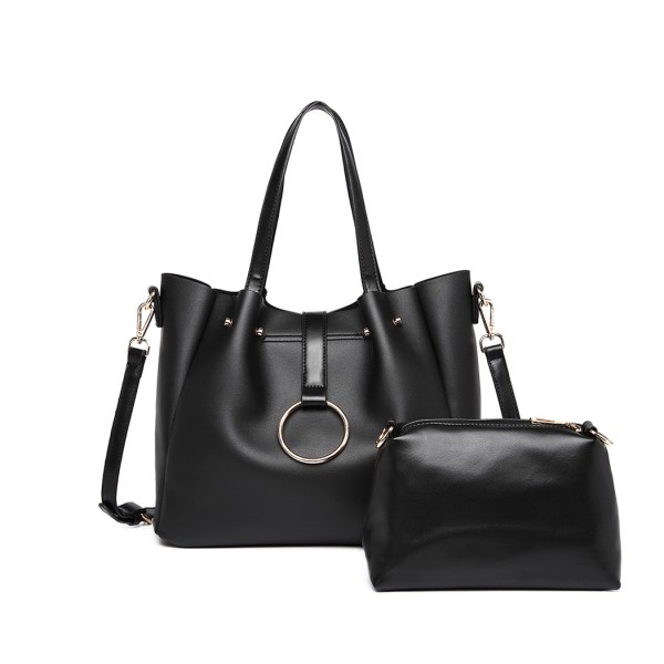 LB1935 - MISS LULU SOFT LEATHER LOOK 2-IN-1 SHOULDER BAG - BLACK LB1935 - MISS LULU SOFT LEATHER LOOK 2-IN-1 SHOULDER BAG - BLACK