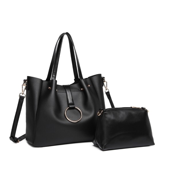 LB1935 - MISS LULU SOFT LEATHER LOOK 2-IN-1 SHOULDER BAG - BLACK LB1935 - MISS LULU SOFT LEATHER LOOK 2-IN-1 SHOULDER BAG - BLACK