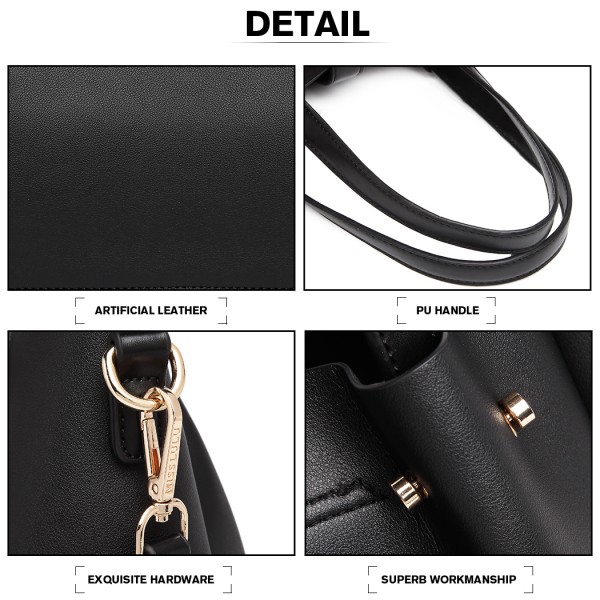 LB1935 - MISS LULU SOFT LEATHER LOOK 2-IN-1 SHOULDER BAG - BLACK LB1935 - MISS LULU SOFT LEATHER LOOK 2-IN-1 SHOULDER BAG - BLACK