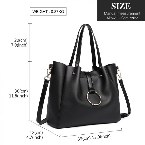LB1935 - MISS LULU SOFT LEATHER LOOK 2-IN-1 SHOULDER BAG - BLACK LB1935 - MISS LULU SOFT LEATHER LOOK 2-IN-1 SHOULDER BAG - BLACK
