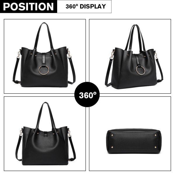 LB1935 - MISS LULU SOFT LEATHER LOOK 2-IN-1 SHOULDER BAG - BLACK LB1935 - MISS LULU SOFT LEATHER LOOK 2-IN-1 SHOULDER BAG - BLACK