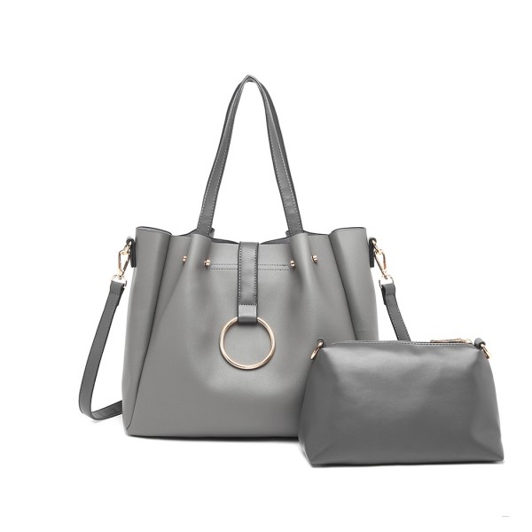 LB1935 - MISS LULU SOFT LEATHER LOOK 2-IN-1 SHOULDER BAG - GREY