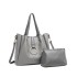 LB1935 - MISS LULU SOFT LEATHER LOOK 2-IN-1 SHOULDER BAG - GREY