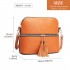 LB1938 - MISS LULU LEATHER LOOK DUAL ZIPPER CROSS BODY BAG - BROWN
