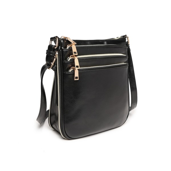 LB1939 - MISS LULU EXPANDING LEATHER LOOK CROSS BODY BAG - BLACK LB1939 - MISS LULU EXPANDING LEATHER LOOK CROSS BODY BAG - BLACK