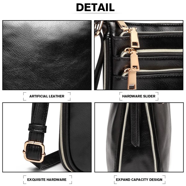 LB1939 - MISS LULU EXPANDING LEATHER LOOK CROSS BODY BAG - BLACK LB1939 - MISS LULU EXPANDING LEATHER LOOK CROSS BODY BAG - BLACK