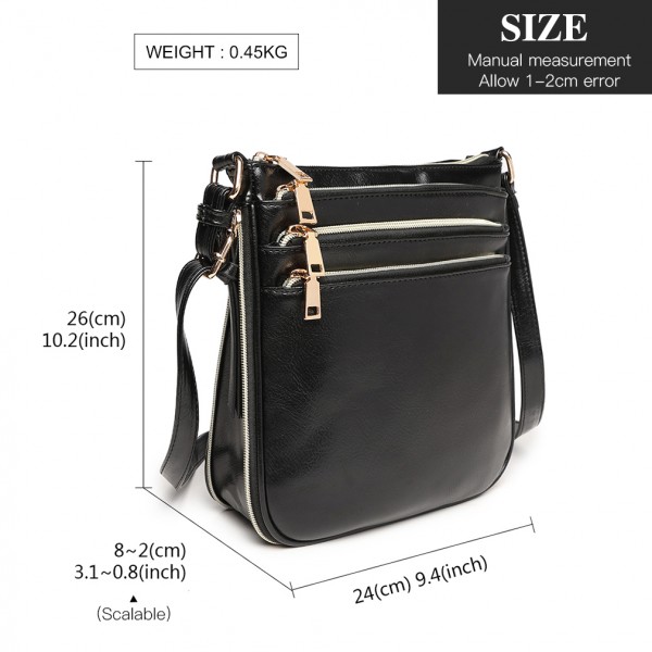 LB1939 - MISS LULU EXPANDING LEATHER LOOK CROSS BODY BAG - BLACK LB1939 - MISS LULU EXPANDING LEATHER LOOK CROSS BODY BAG - BLACK