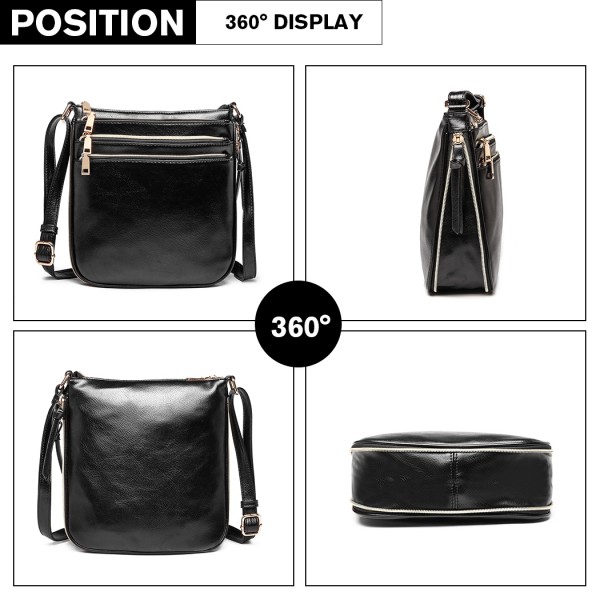 LB1939 - MISS LULU EXPANDING LEATHER LOOK CROSS BODY BAG - BLACK LB1939 - MISS LULU EXPANDING LEATHER LOOK CROSS BODY BAG - BLACK
