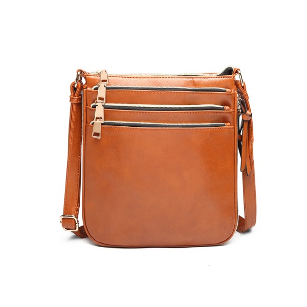 LB1939 - MISS LULU EXPANDING LEATHER LOOK CROSS BODY BAG - BROWN