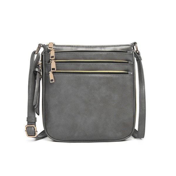 LB1939 - MISS LULU EXPANDING LEATHER LOOK CROSS BODY BAG - GREY