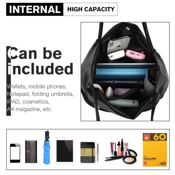 LB1951-MISS LULU GROSSE EIMERTASCHE SCHWARZ