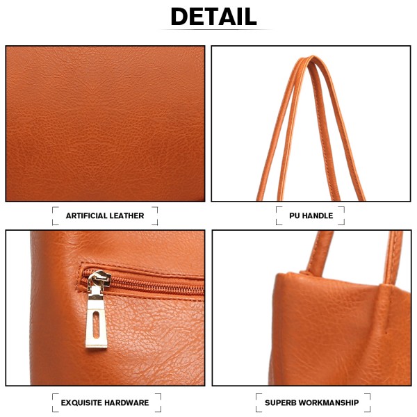 LB1951-MISS LULU GROSSE EIMERTASCHE BRAUN