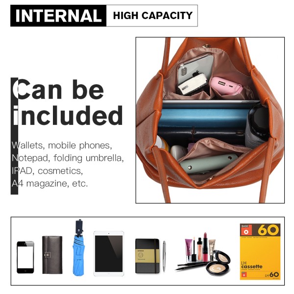 LB1951-MISS LULU GROSSE EIMERTASCHE BRAUN