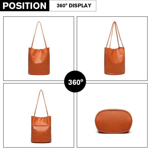 LB1951-MISS LULU GROSSE EIMERTASCHE BRAUN