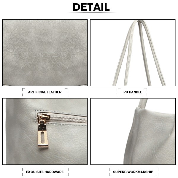 LB1951-MISS LULU GROSSE EIMERTASCHE GRAU