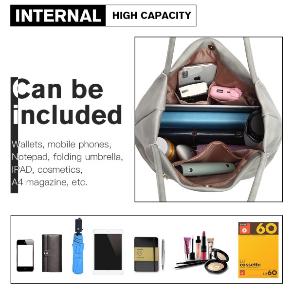 LB1951-MISS LULU GROSSE EIMERTASCHE GRAU