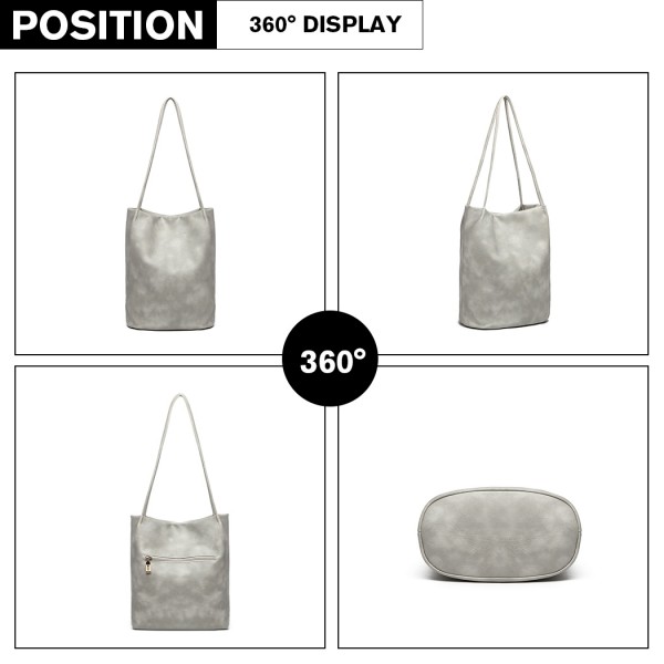 LB1951-MISS LULU GROSSE EIMERTASCHE GRAU