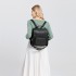 LB1967 - Miss Lulu Leather Look Multi-way Backpack Shoulder Bag - Black