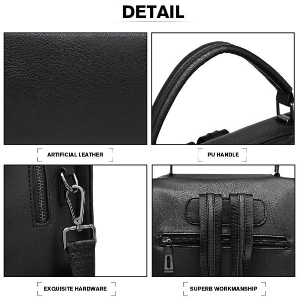LB1967 - Miss Lulu Leather Look Multi-way Backpack Shoulder Bag - Black LB1967 - Miss Lulu Leather Look Multi-way Backpack Shoulder Bag - Black