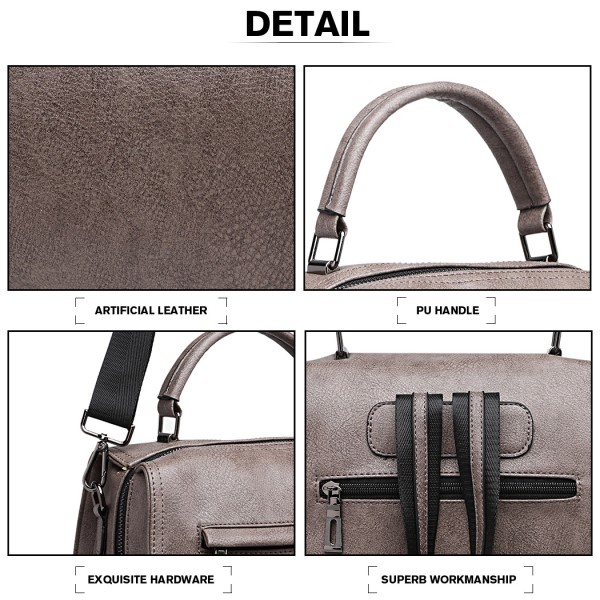LB1967 - Miss Lulu Leather Look Multi-way Backpack Shoulder Bag - Grey LB1967 - Miss Lulu Leather Look Multi-way Backpack Shoulder Bag - Grey