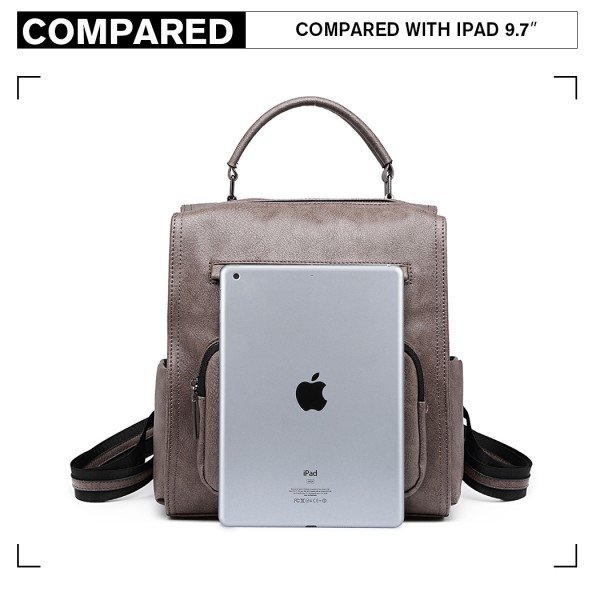 LB1967 - Miss Lulu Leather Look Multi-way Backpack Shoulder Bag - Grey LB1967 - Miss Lulu Leather Look Multi-way Backpack Shoulder Bag - Grey