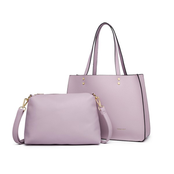 LB1969 - Miss Lulu 2 Piece Handbag and Cross Body Bag Set - Pink