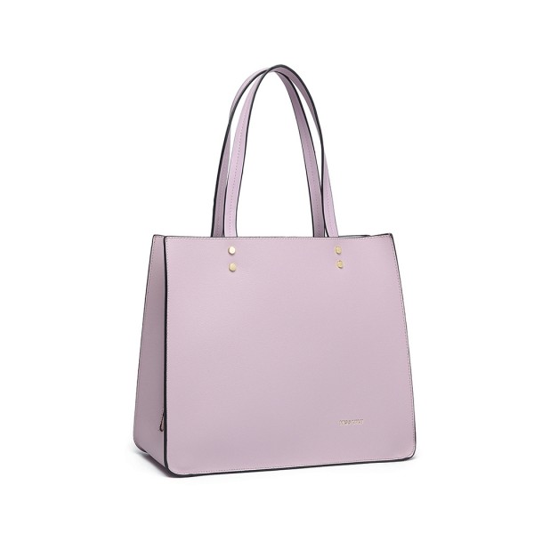 LB1969 - Miss Lulu 2 Piece Handbag and Cross Body Bag Set - Pink
