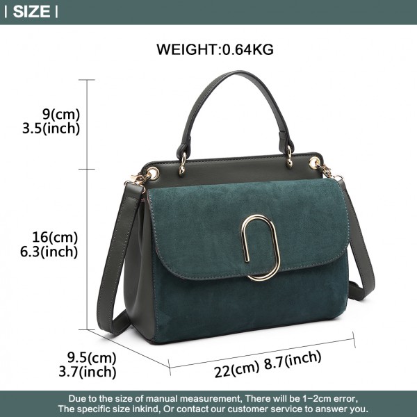 LB6871-MISS LULU STYLISH LADIES LEATHER HANDBAG SHOULDER BAG GREEN