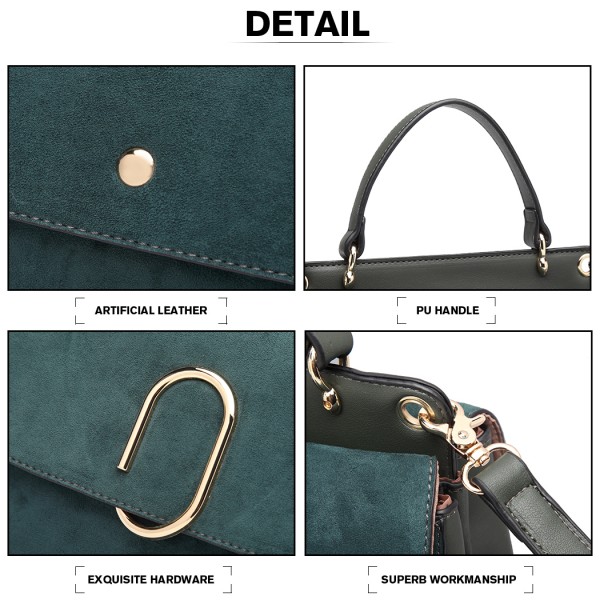 LB6871-MISS LULU STYLISH LADIES LEATHER HANDBAG SHOULDER BAG GREEN