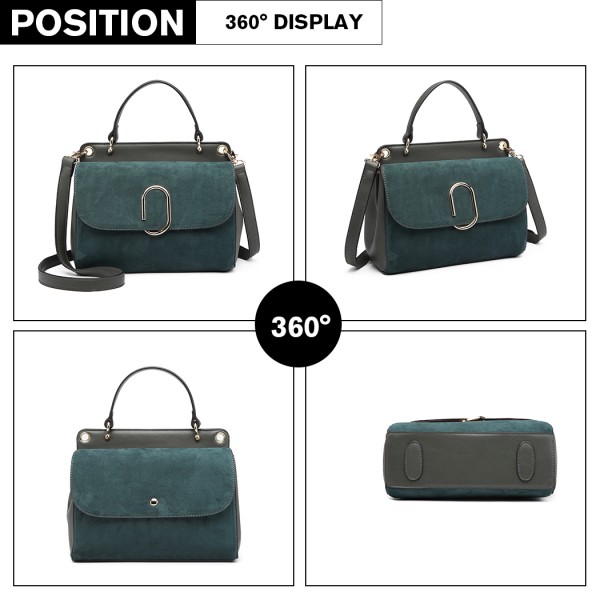 LB6871-MISS LULU STYLISH LADIES LEATHER HANDBAG SHOULDER BAG GREEN