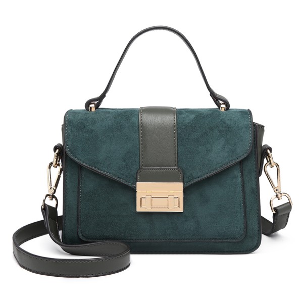 LB6872 - Miss Lulu Matte PU-Leder Midi Handtasche Umhängetasche - Grün