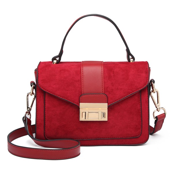 LB6872 - Miss Lulu Matte PU-Leder Midi Handtasche Umhängetasche - Rot
