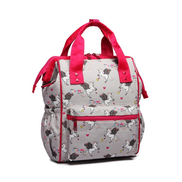 LB6896 - Miss Lulu Child's Unicorn Backpack with Pencil Case - Grey