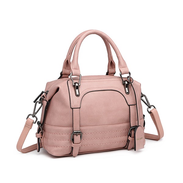 LB6902 - Miss Lulu Leather Look Shoulder Bag - Pink