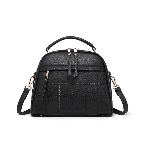 LB6919 - Miss Lulu Quadrat Stich Bowler Bag - Schwarz