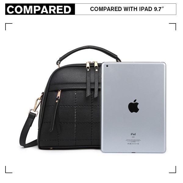 LB6919 - Miss Lulu Quadrat Stich Bowler Bag - Schwarz