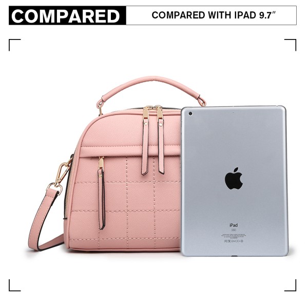 LB6919 - Miss Lulu Quadrat Stich Bowler Bag - Rosa