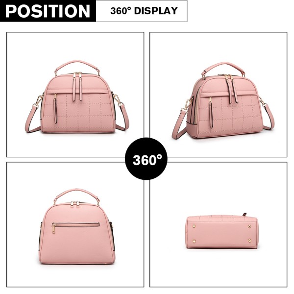 LB6919 - Miss Lulu Quadrat Stich Bowler Bag - Rosa