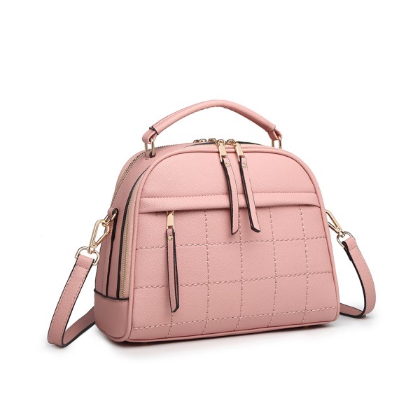 LB6919 - Miss Lulu Quadrat Stich Bowler Bag - Rosa
