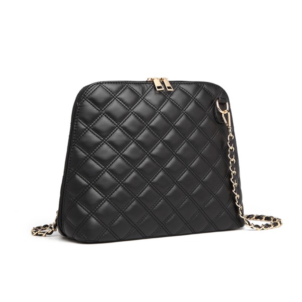 LB6920 - Miss Lulu Quilted Shoulder Cross Body Bag - Black